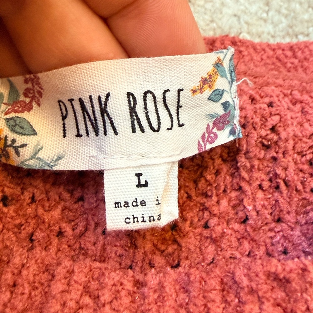 Pink Rose Women’s Rust Knit Sweater Cropped Long Sleeve Casual Size L - Picture 4 of 6